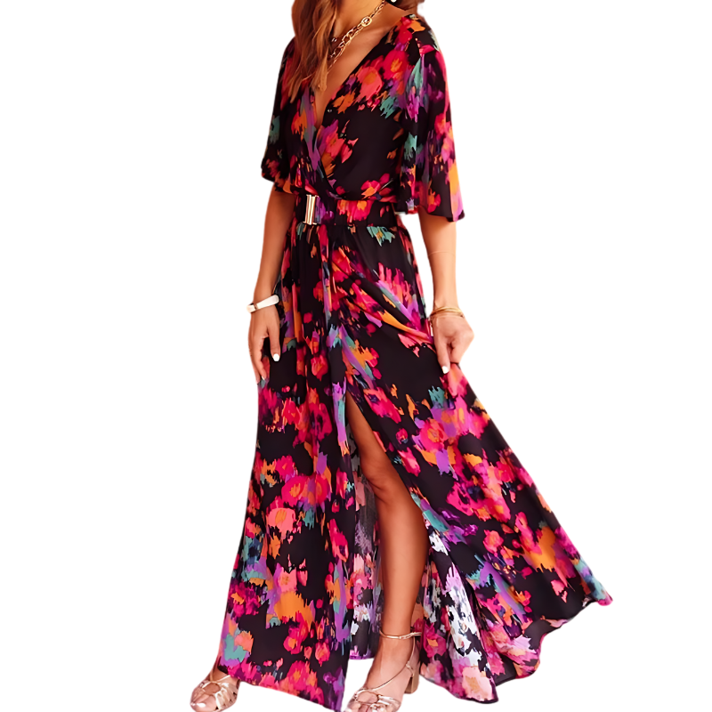 Kvinners Maxi Kjole Med Høy Splitt Boho Stil 6