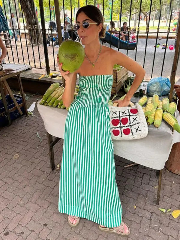 Kvinners Maxi Kjole Tube Top Uten Ermer 2