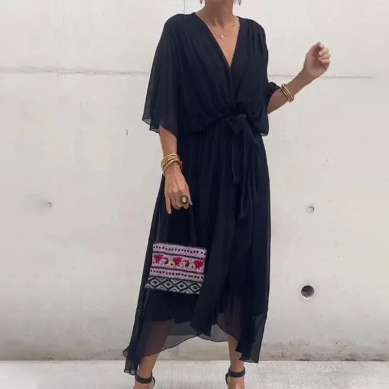 Kvinners Maxi Kjole V-Hals Plus-Size 1