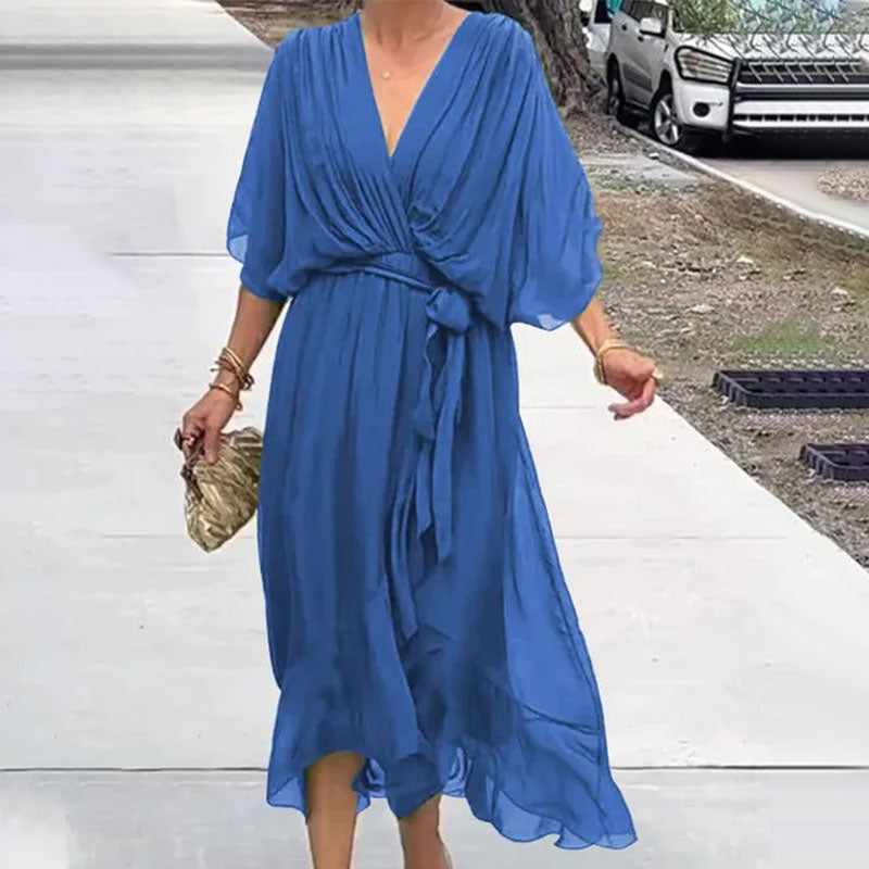 Kvinners Maxi Kjole V-Hals Plus-Size 2