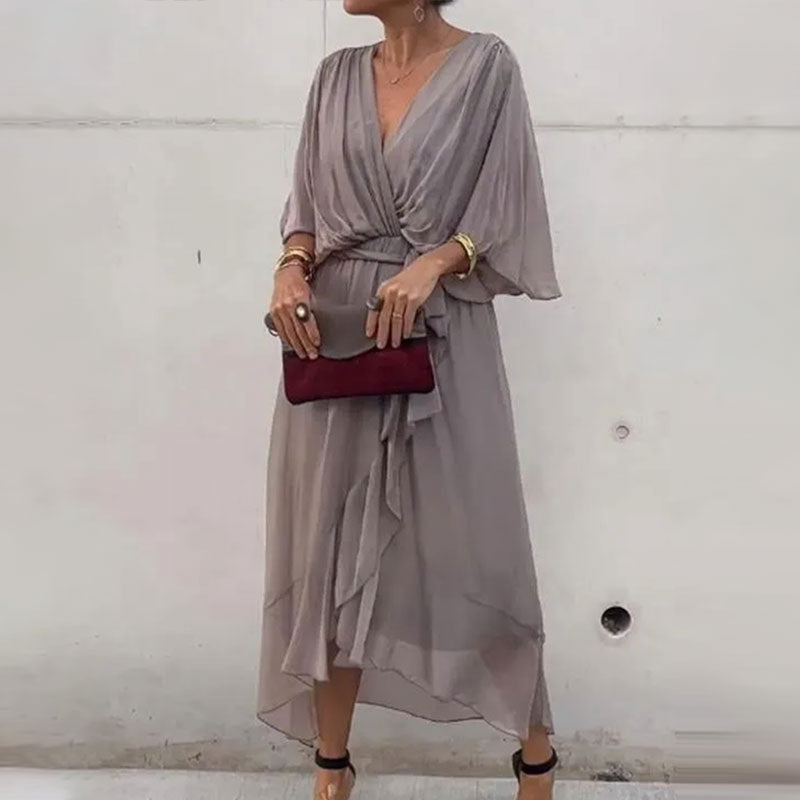 Kvinners Maxi Kjole V-Hals Plus-Size 4