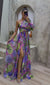 Kvinners Maxikjole Off-the-Shoulder Blomsterprint Polyester til Bryllup 0