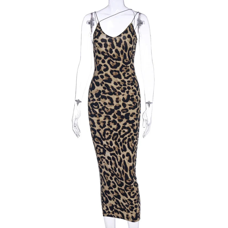 Kvinners Midikjole med V-hals og Leopardprint 5