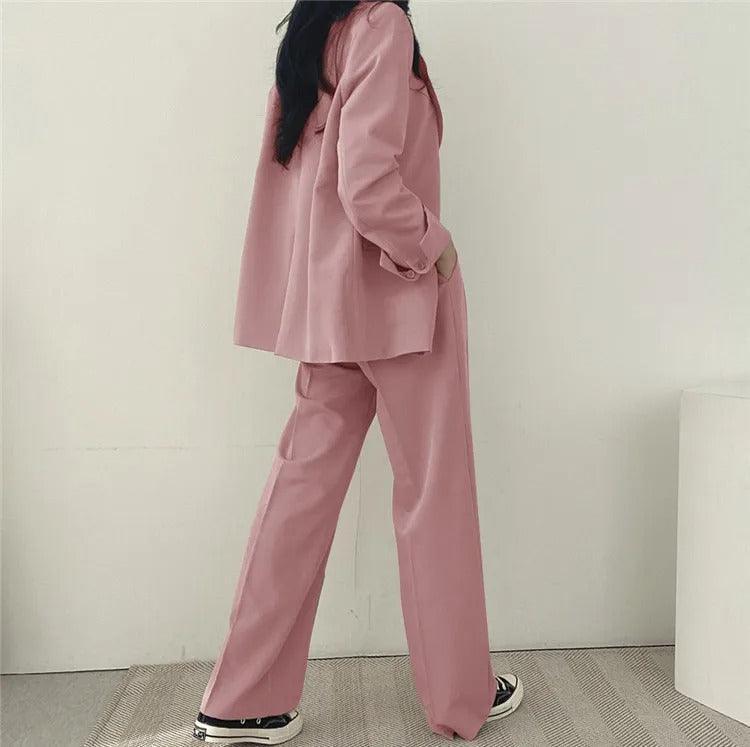 Kvinners Overdimensjonert Blazer med Høyt Midje Bukser 5