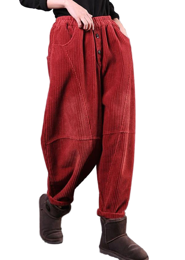 Kvinners Oversized Bukser i Corduroy 0