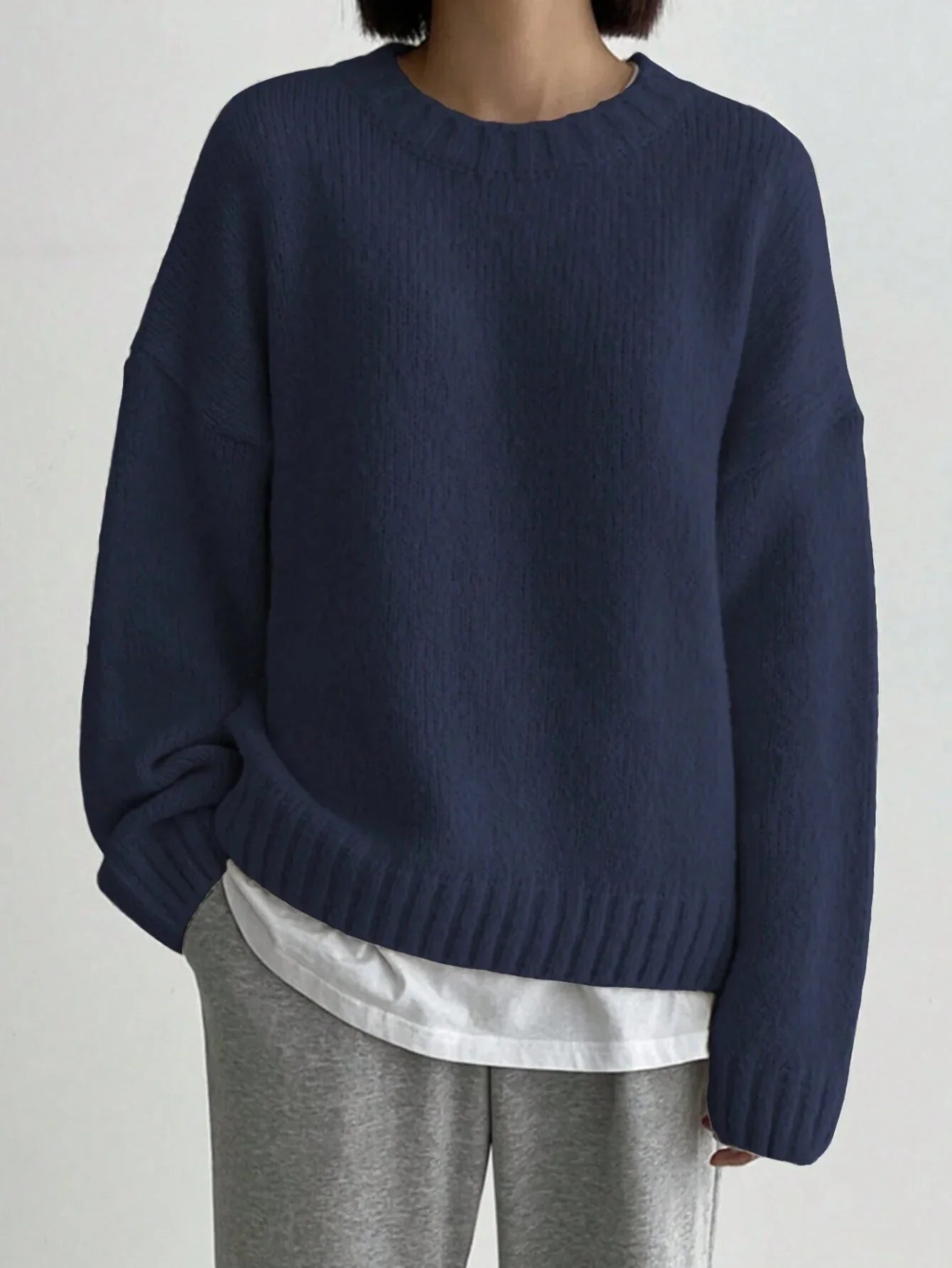 Kvinners Oversized Genser med Rund Hals 4
