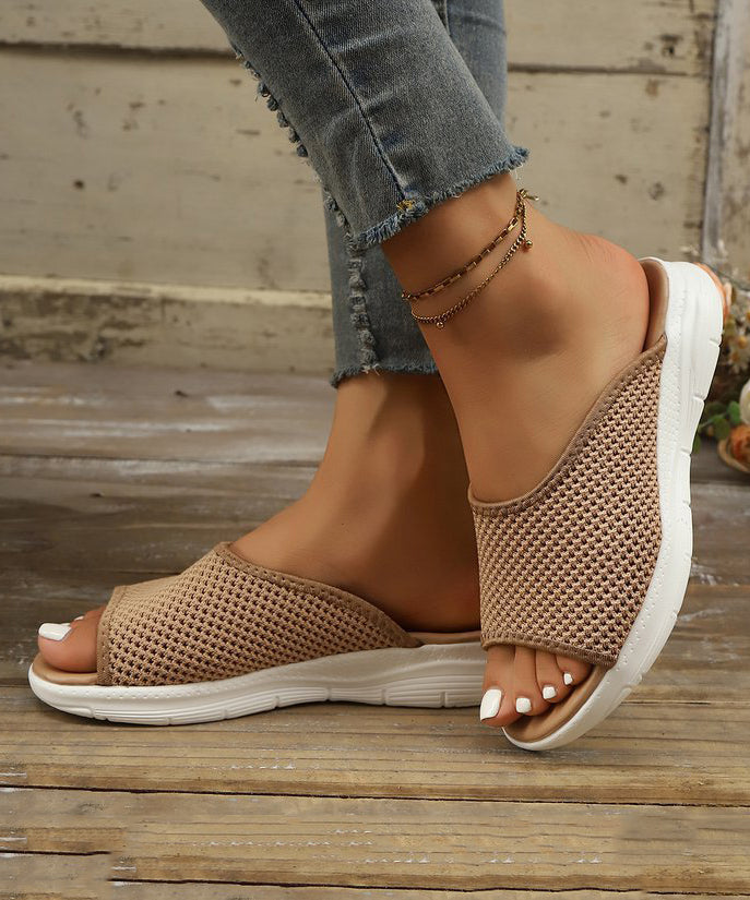 Kvinners Peep Toe Slide Sandaler 1