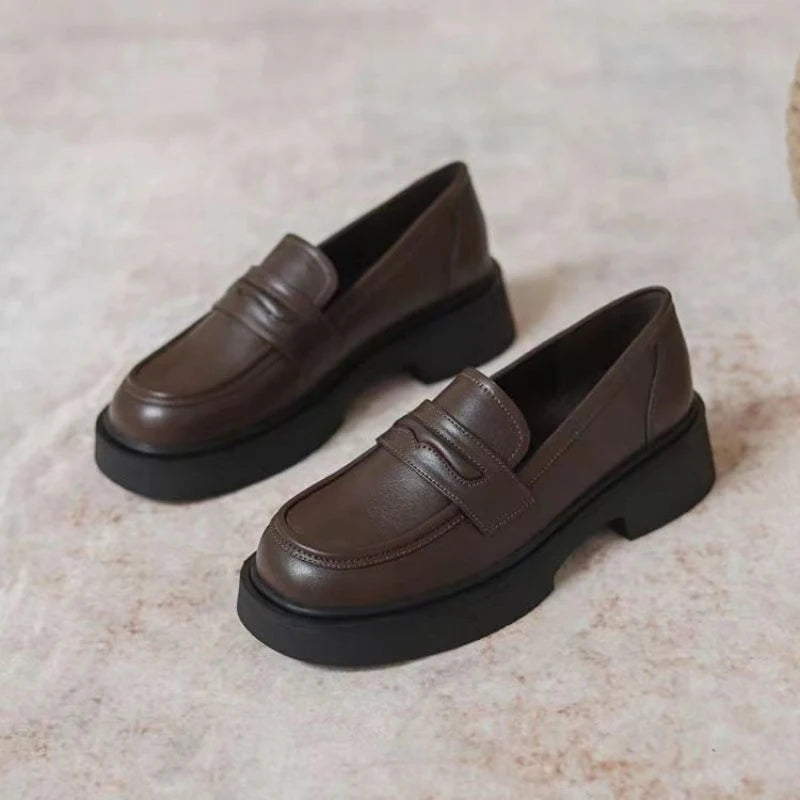 Kvinners Plattform Loafers Chunky Sole 0