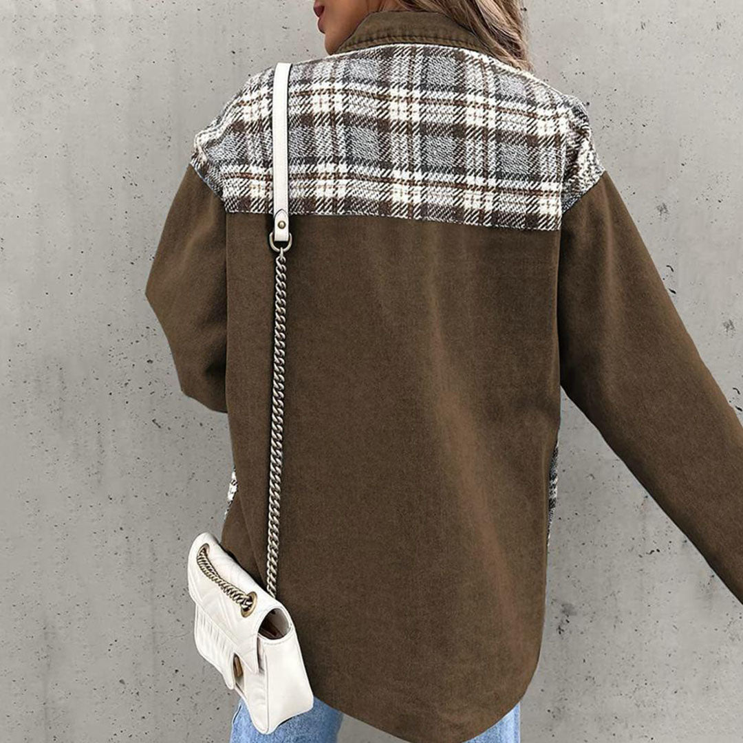 Kvinners Rutete Denimjakke 8