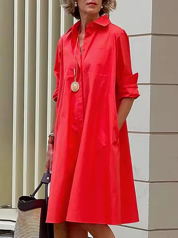 Kvinners Skjortekjole Avslappet Stil Polyester 1