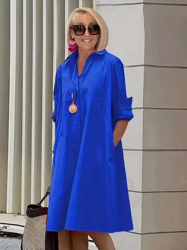 Kvinners Skjortekjole Avslappet Stil Polyester 7