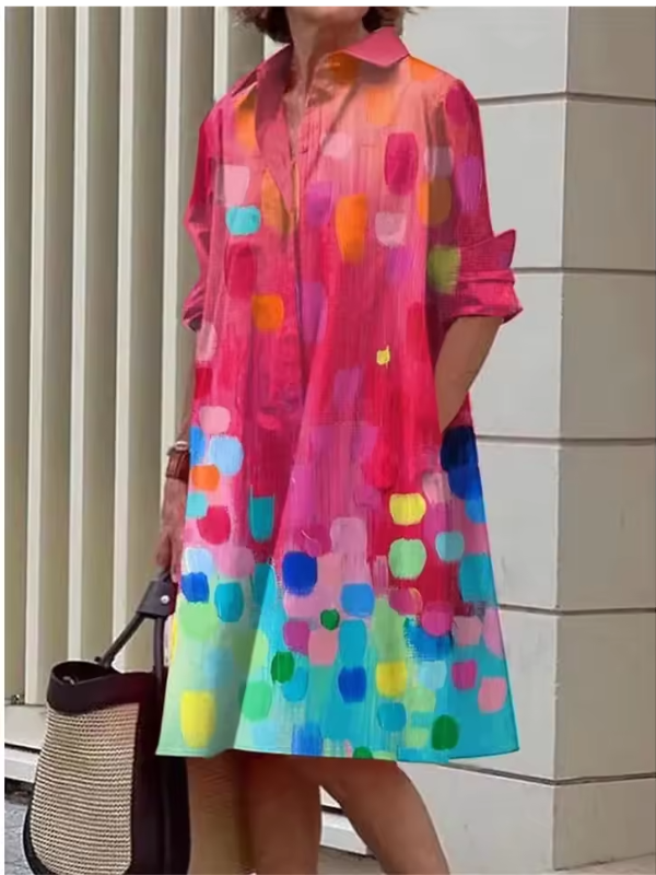 Kvinners Skjortekjole Avslappet Stil Polyester 9