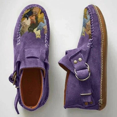 Kvinners Slip-on-sko med Kunstnerisk Kattdesign 2
