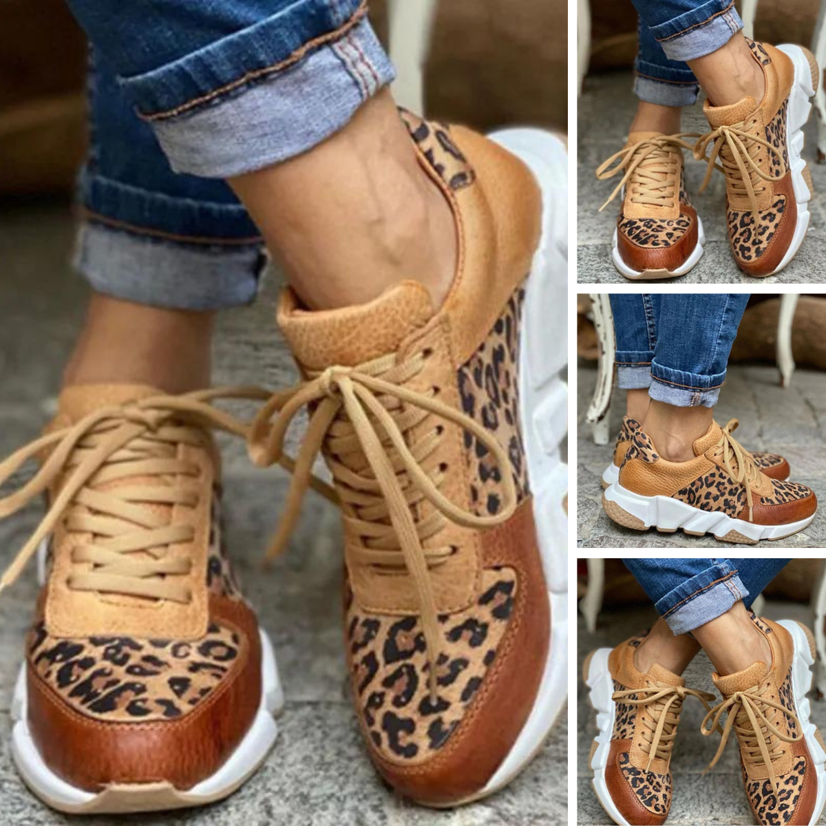 Kvinners Sneakers Leopardmønster Trendy Komfortabel 3