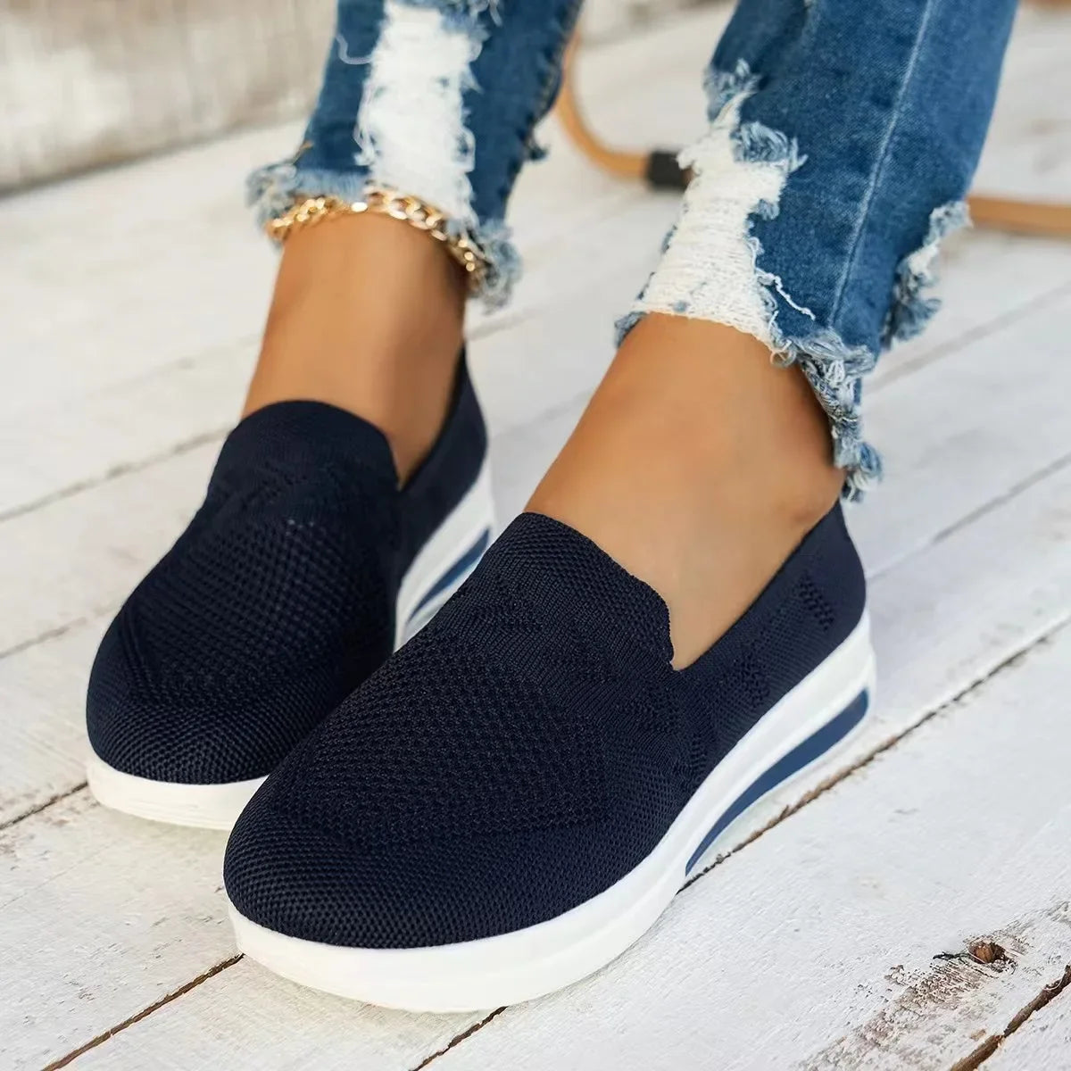 Kvinners Sneakers Lettvekt Mesh Slip-On Syntetisk 3