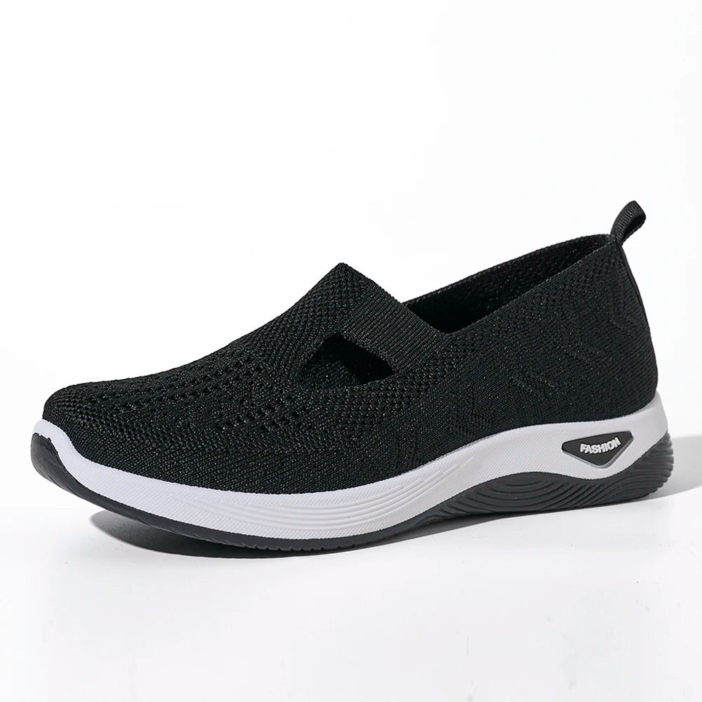 Kvinners Sneakers Mesh Pustende Kausale Sko Antiskli Flate Strikkede Sko 7