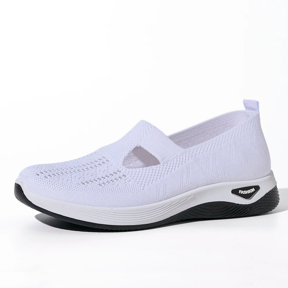 Kvinners Sneakers Mesh Pustende Kausale Sko Antiskli Flate Strikkede Sko 9