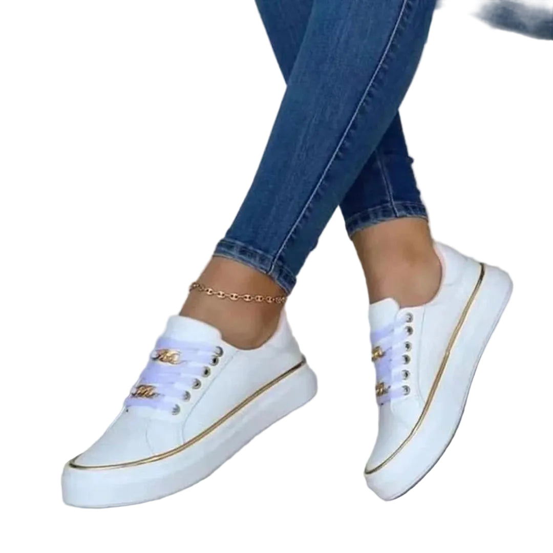 Kvinners Sneakers med Gullaksent Moderne Design 0