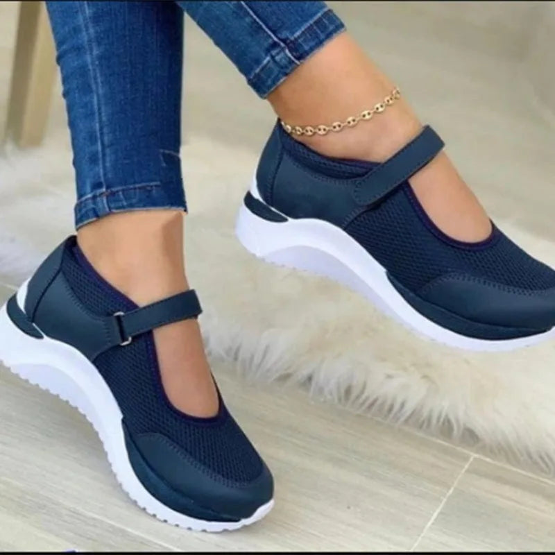 Kvinners Sneakers med Tykk Såle og Strikket Design 1