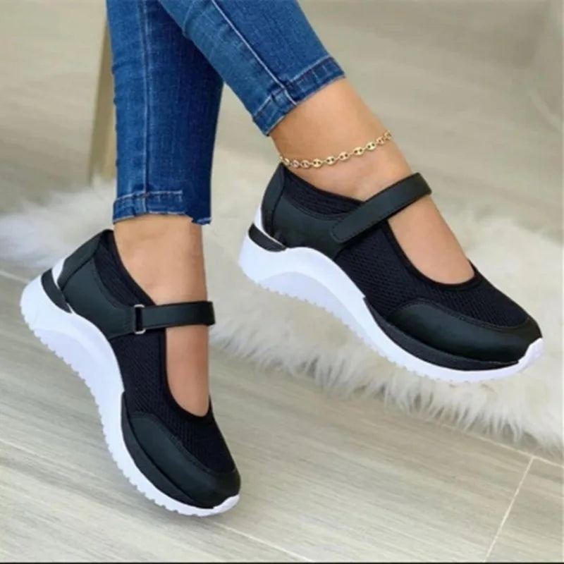 Kvinners Sneakers med Tykk Såle og Strikket Design 2