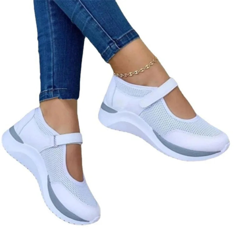 Kvinners Sneakers med Tykk Såle og Strikket Design 4