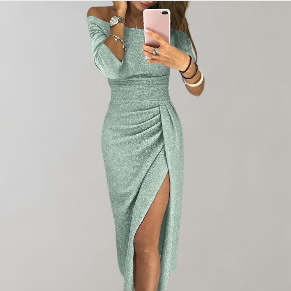 Kvinners Splittkjole med Drapering 3