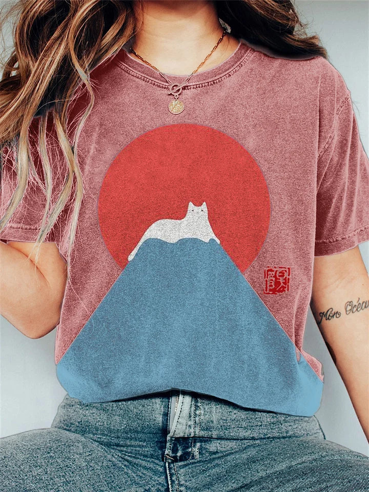 Kvinners T-skjorte med Japansk Fjellmotiv 1