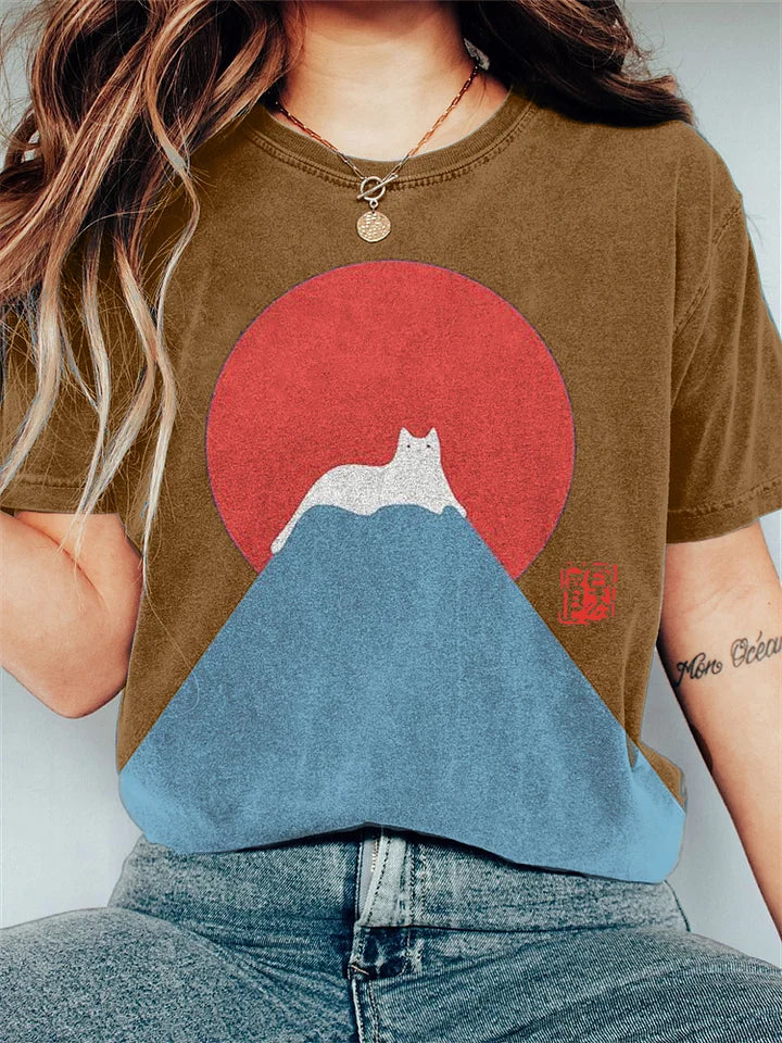 Kvinners T-skjorte med Japansk Fjellmotiv 2