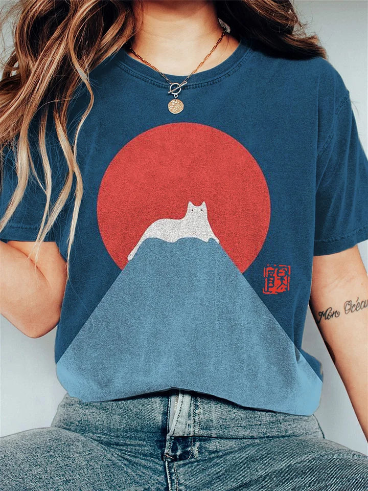 Kvinners T-skjorte med Japansk Fjellmotiv 3