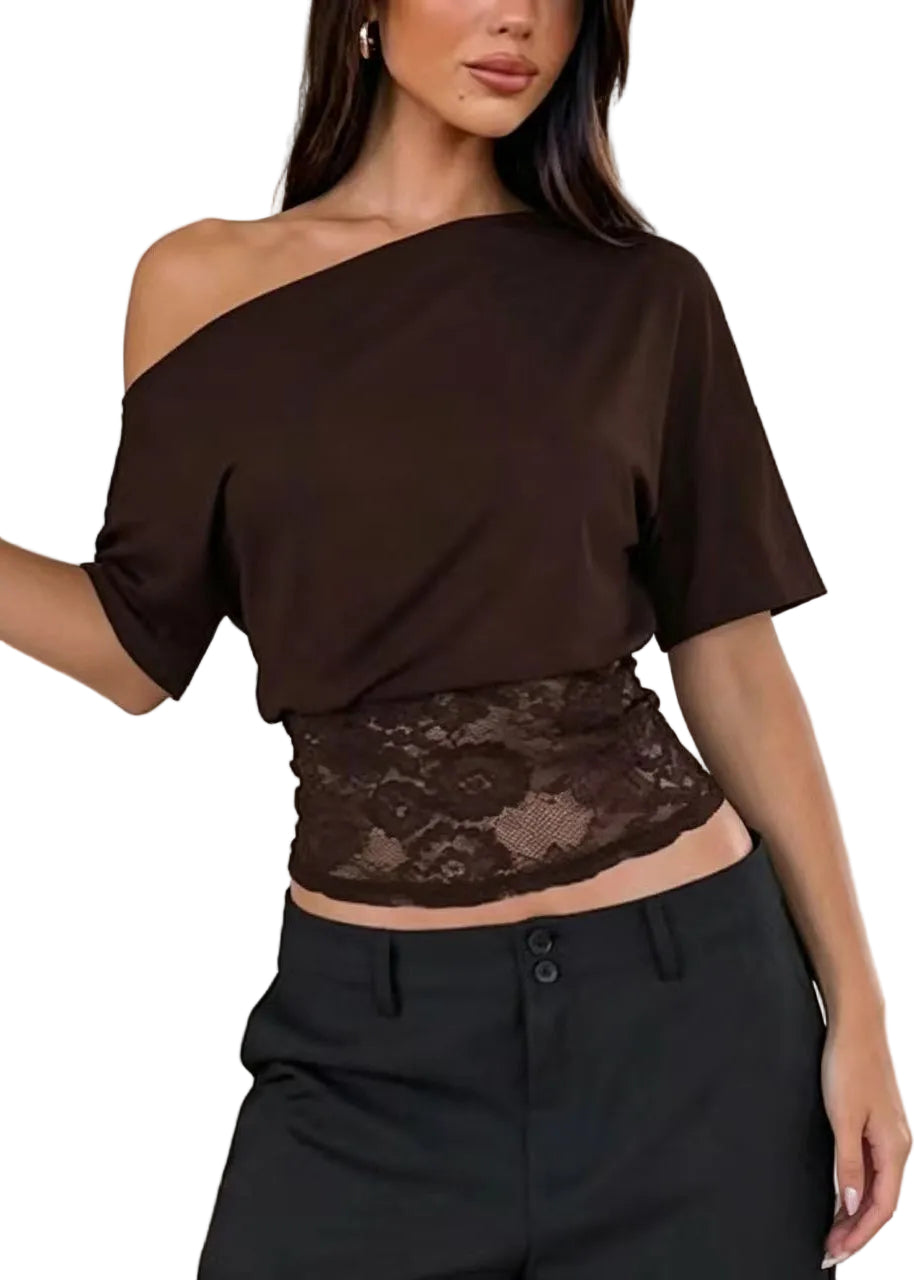 Kvinners Tank Top med Turtle Neck og Patchwork Design 0