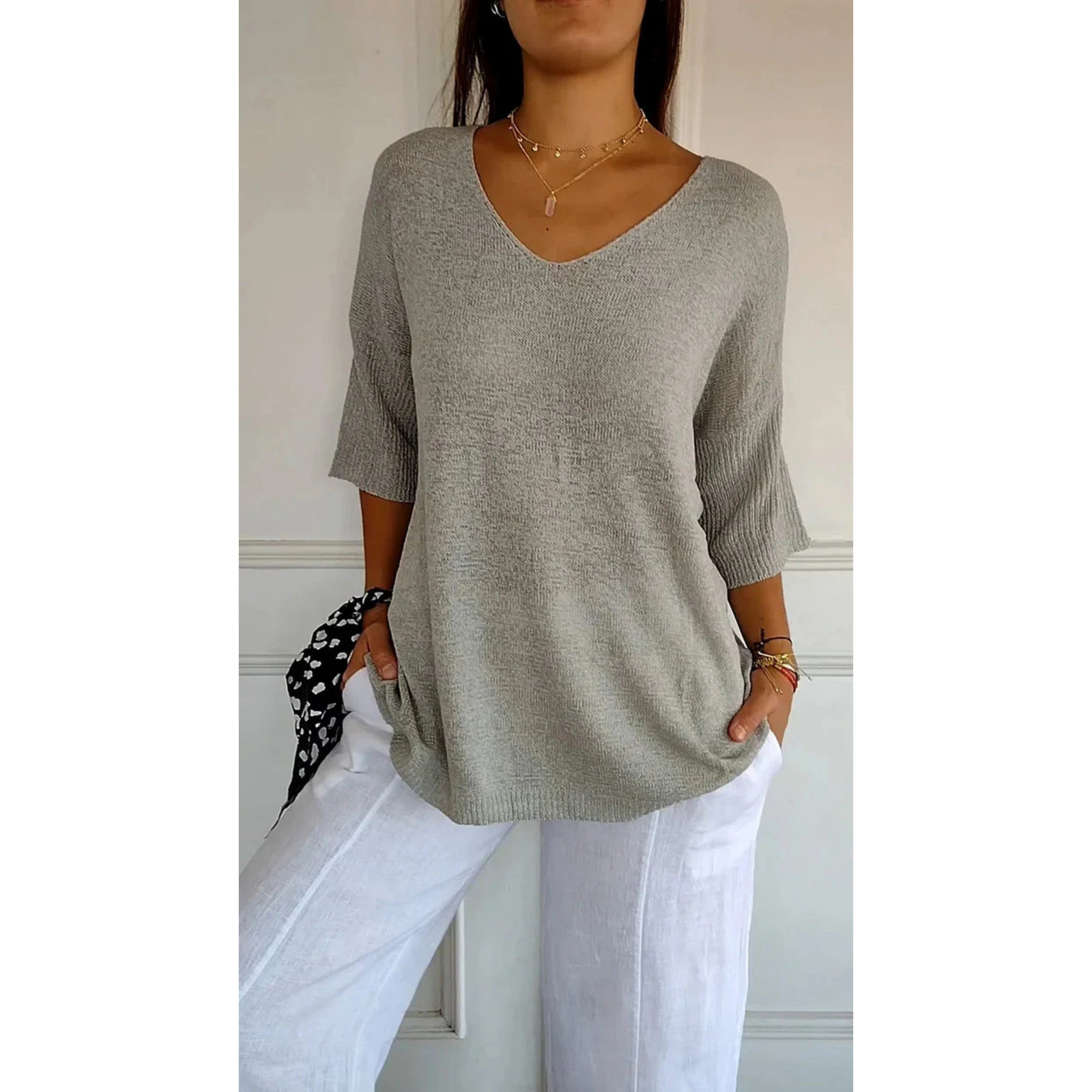 Kvinners Topp V-Hals Allsidig Design 8