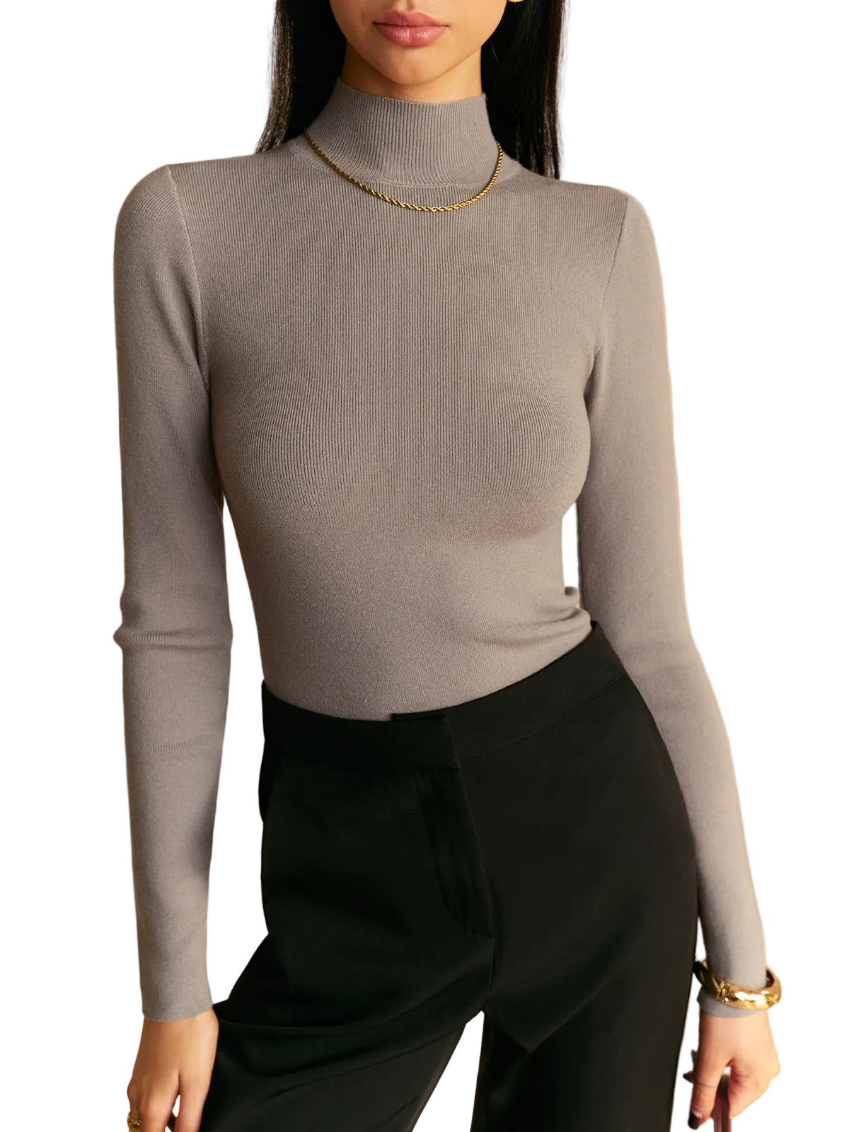 Kvinners Topp med Mock Neck Stil 0