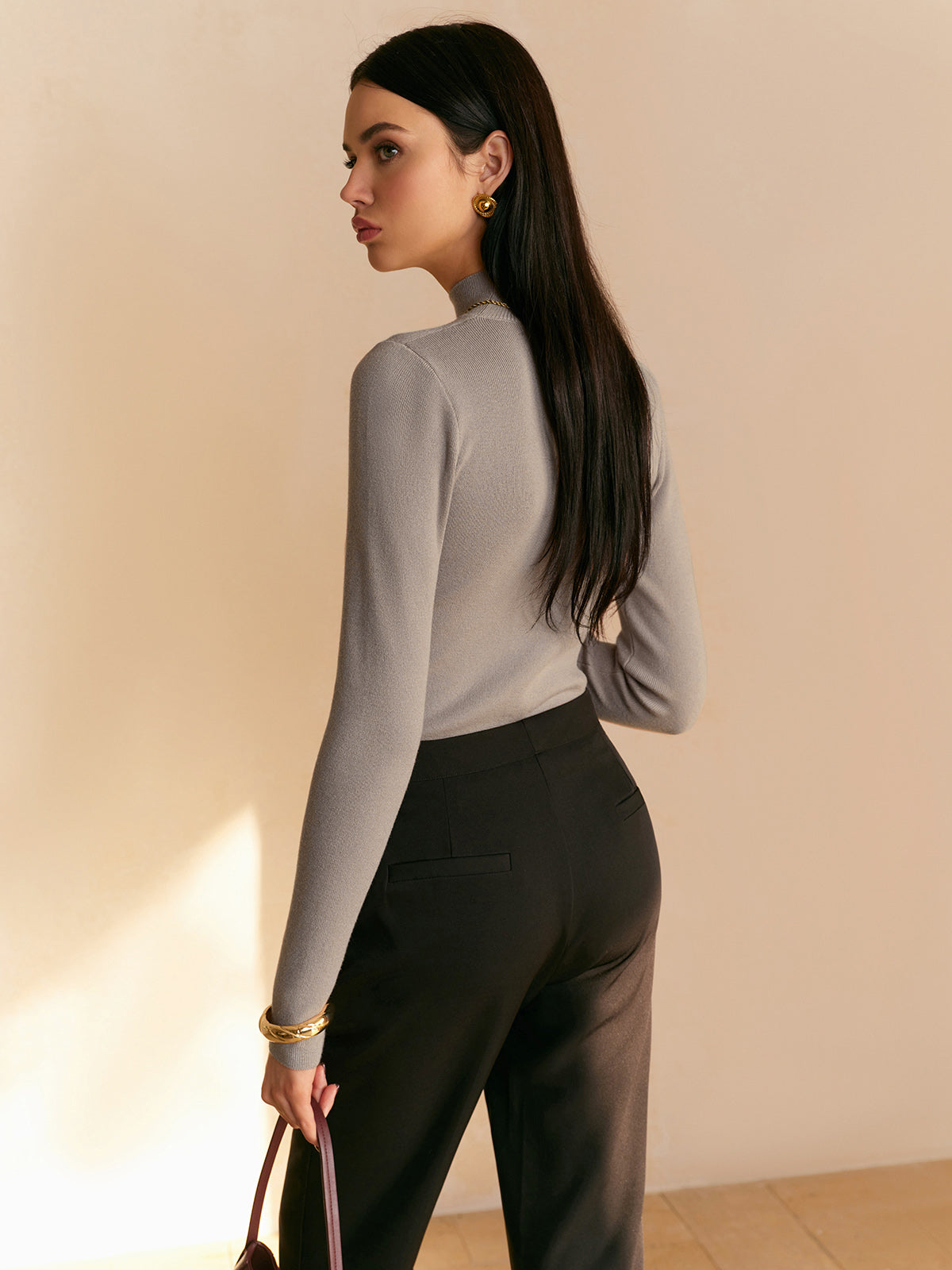 Kvinners Topp med Mock Neck Stil 3
