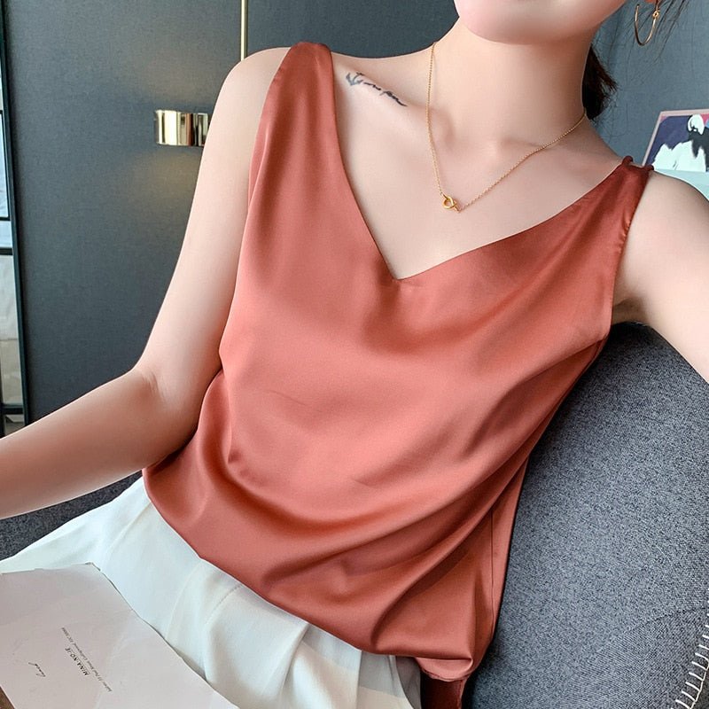 Kvinners Topp med V-hals Minimalistisk Stil 3