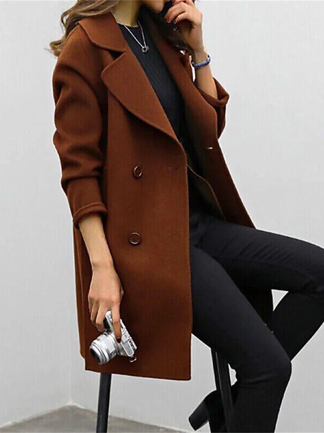 Kvinners Trench Coat Dobbeltbrettet Klassisk Stil 2