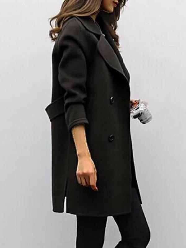 Kvinners Trench Coat Dobbeltbrettet Klassisk Stil 3