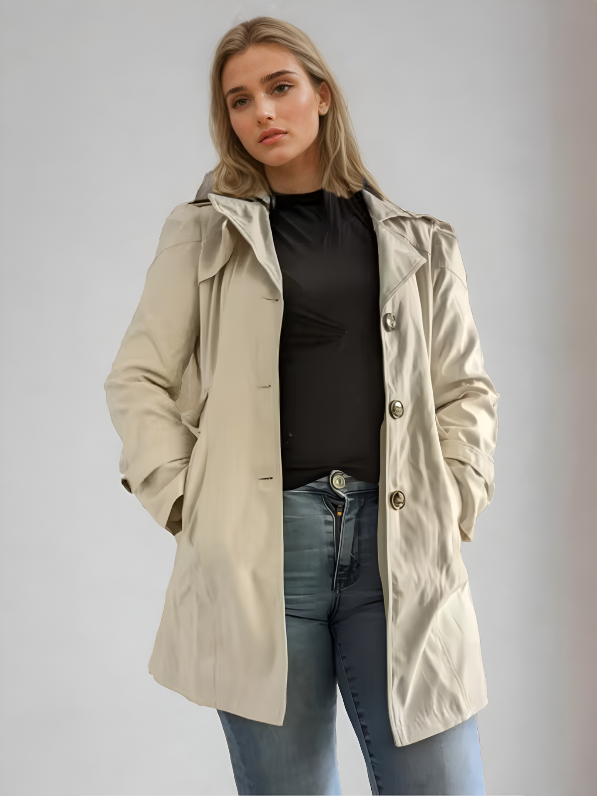 Kvinners Trench Coat Moderne Design Smigrende Passform 2