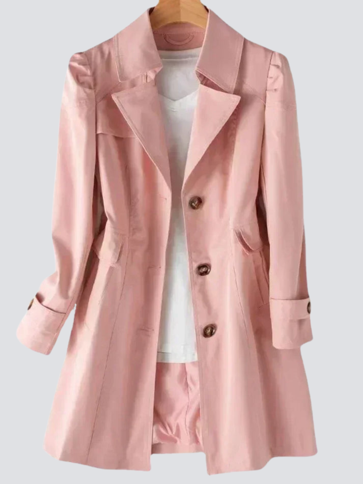 Kvinners Trench Coat Moderne Design Smigrende Passform 9