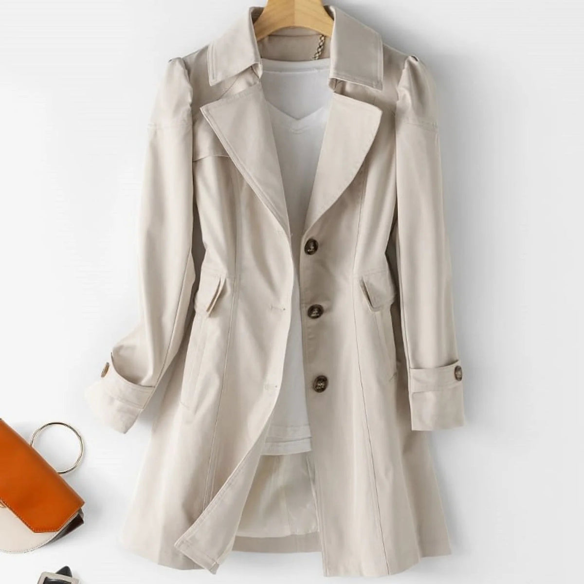 Kvinners Trenchcoat Klassisk Stil 1