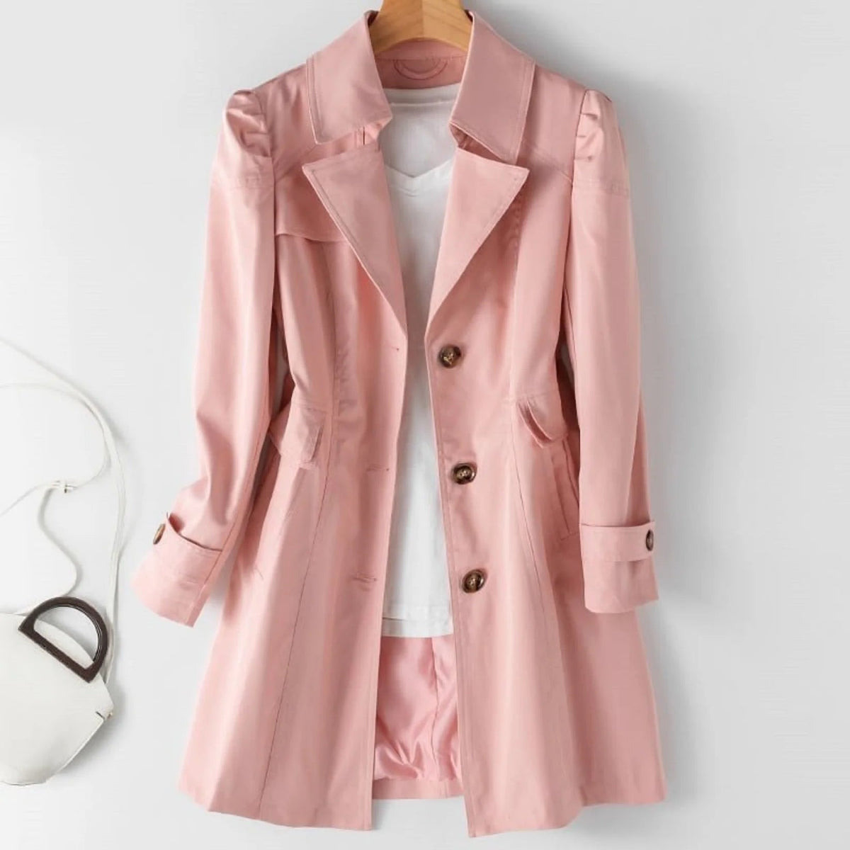 Kvinners Trenchcoat Klassisk Stil 3