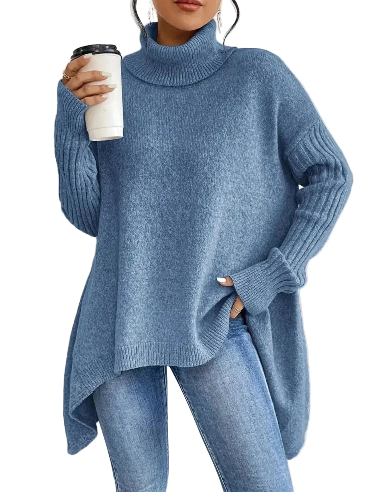 Kvinners Turtleneck Genser Overdimensjonert 0