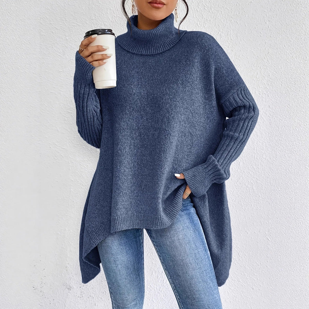 Kvinners Turtleneck Genser Vinterstil 1
