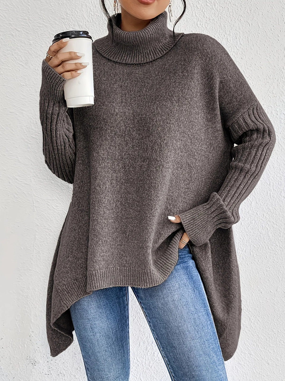 Kvinners Turtleneck Genser Vinterstil 6