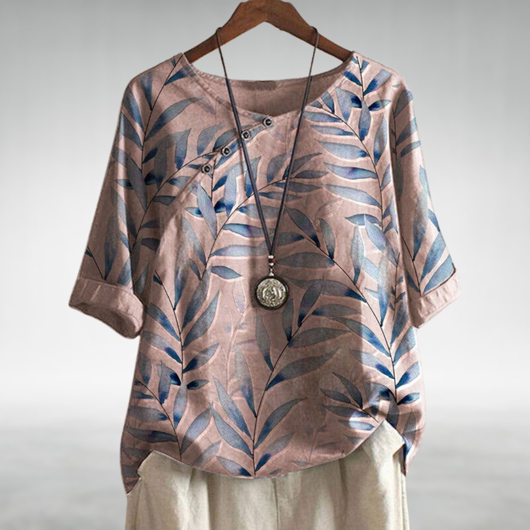 Kvinners Uformelle Bluse med Bladtrykk 1