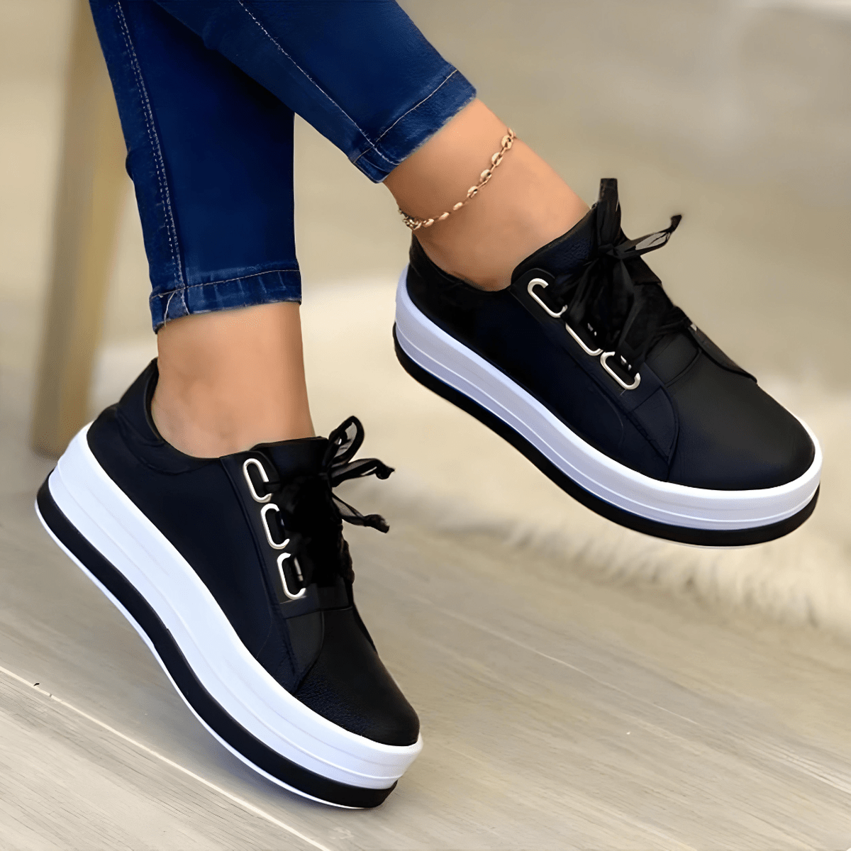 Kvinners Uformelle Sneakers med Forhøyet Såle 1