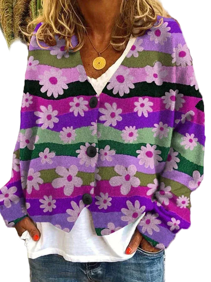 Kvinners Vintage Cardigan med Knappdetaljer 0