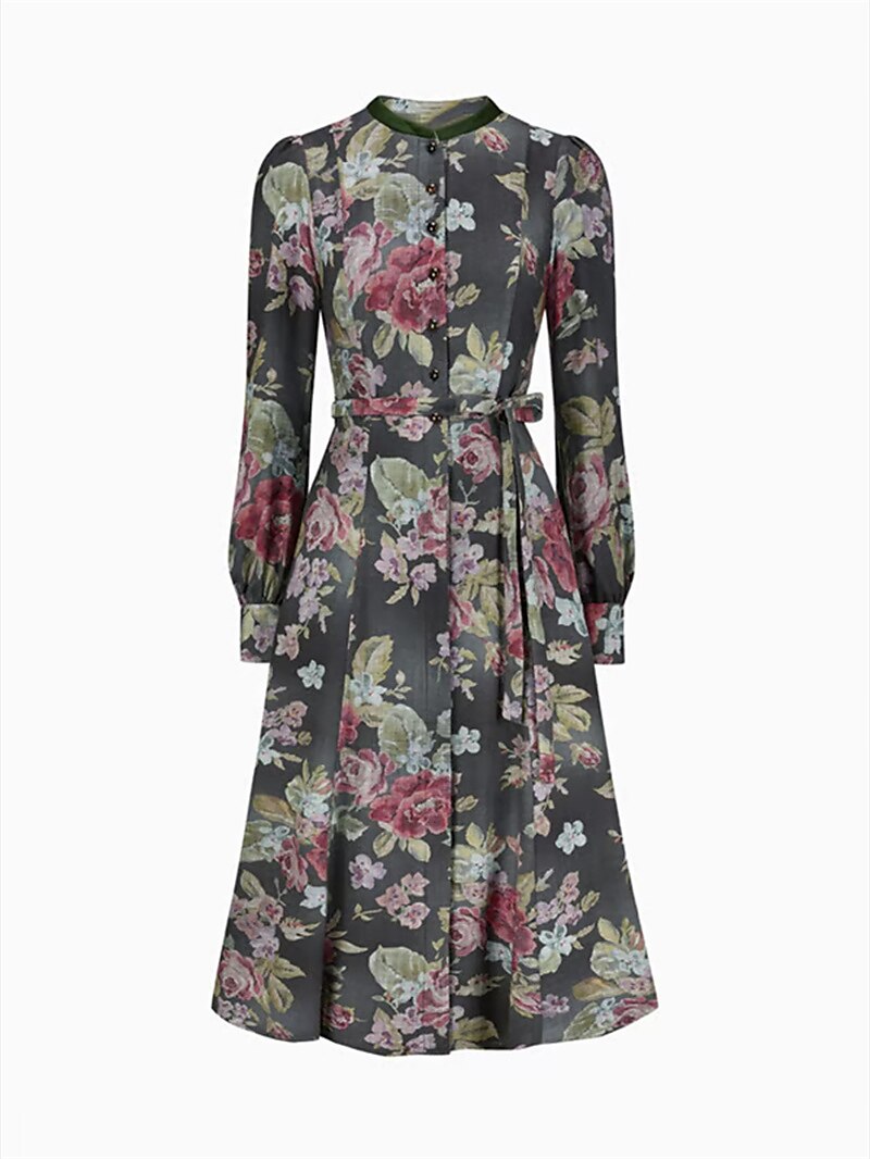 Kvinners Vintage Dirndlkjole med Blomsterdesign og Schürze 5