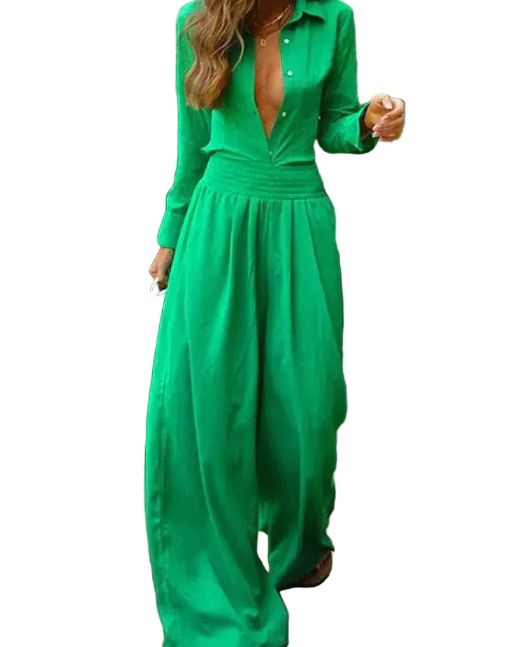 Kvinners Vintage Jumpsuit med Elastisk Midje 0