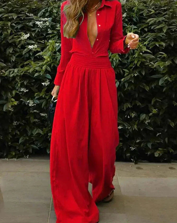 Kvinners Vintage Jumpsuit med Elastisk Midje 1