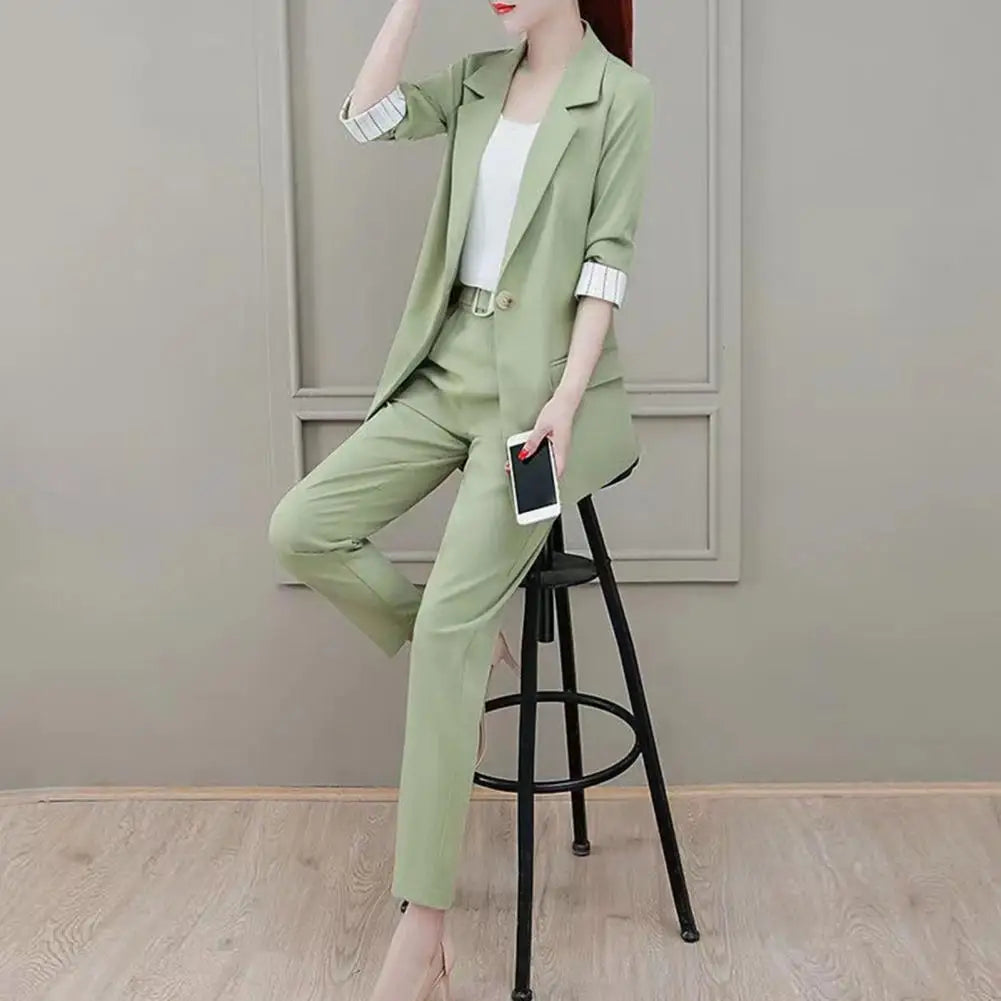 Kvinnes Blazer Bukser Set med Topp 1